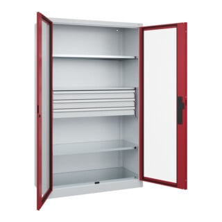 C+P Schwerlastschrank Acurado Pro mit Schubladen 1950 x 1200 x 500mm 7035/3003
