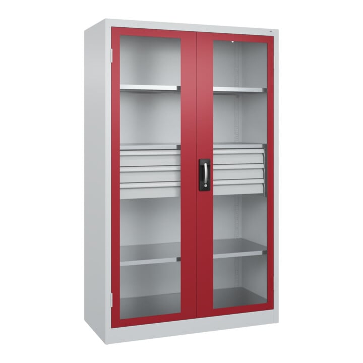 C+P Schwerlastschrank Acurado Pro mit Schubladen 1950 x 1200 x 500mm 7035/3003