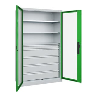 C+P Schwerlastschrank Acurado Pro mit Schubladen 1950 x 1200 x 500mm 7035/6037