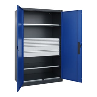 C+P Schwerlastschrank Acurado Pro mit Schubladen 1950 x 1200 x 600 mm 7016/5010