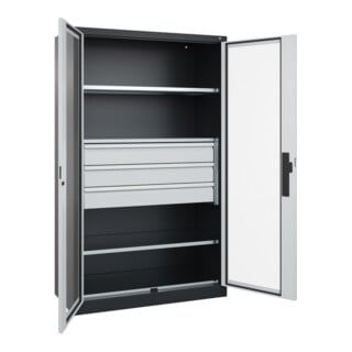 C+P Schwerlastschrank Acurado Pro mit Schubladen 1950 x 1200 x 600 mm 7021/7035
