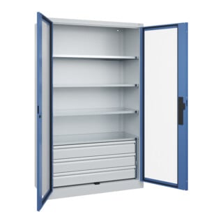 C+P Schwerlastschrank Acurado Pro mit Schubladen 1950 x 1200 x 600 mm 7035/5023