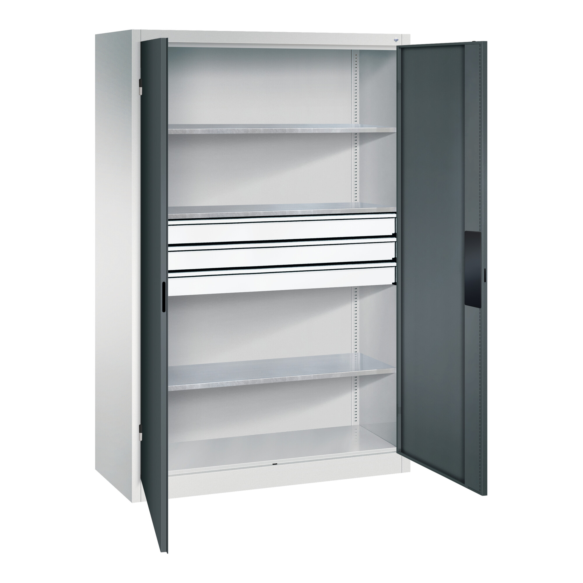 C+P Schwerlastschrank mit Schubladen Acurado, 1950x1200x500mm, 7035/7016 ; C + P Möbelsysteme