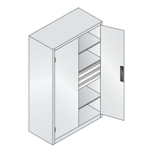 C+P Schwerlastschrank mit Schubladen Acurado, 1950x1200x600mm, 7035/3003