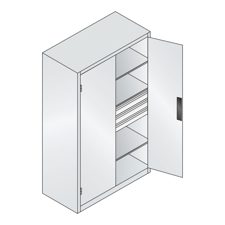 C+P Schwerlastschrank mit Schubladen Acurado, 1950x1200x600mm, 7035/6011