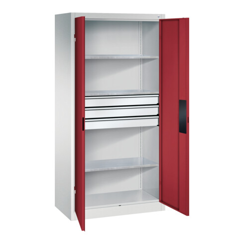 C+P Schwerlastschrank mit Schubladen Acurado, 1950x930x500mm, 7035/3003
