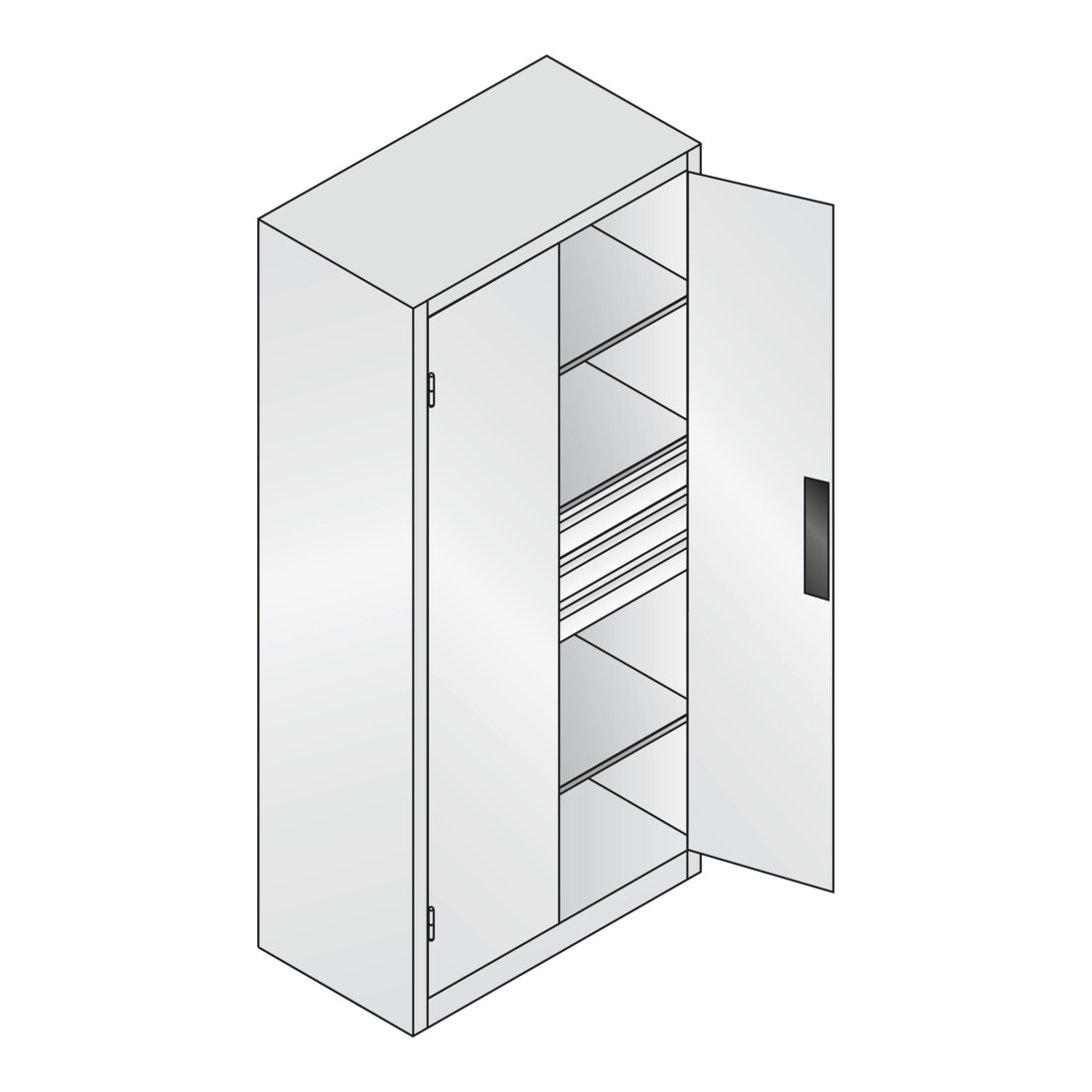 C+P Schwerlastschrank mit Schubladen Acurado, 1950x930x500mm, 7035/6011