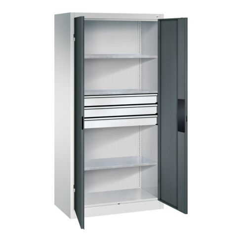 C+P Schwerlastschrank mit Schubladen Acurado, 1950x930x500mm, 7035/7016