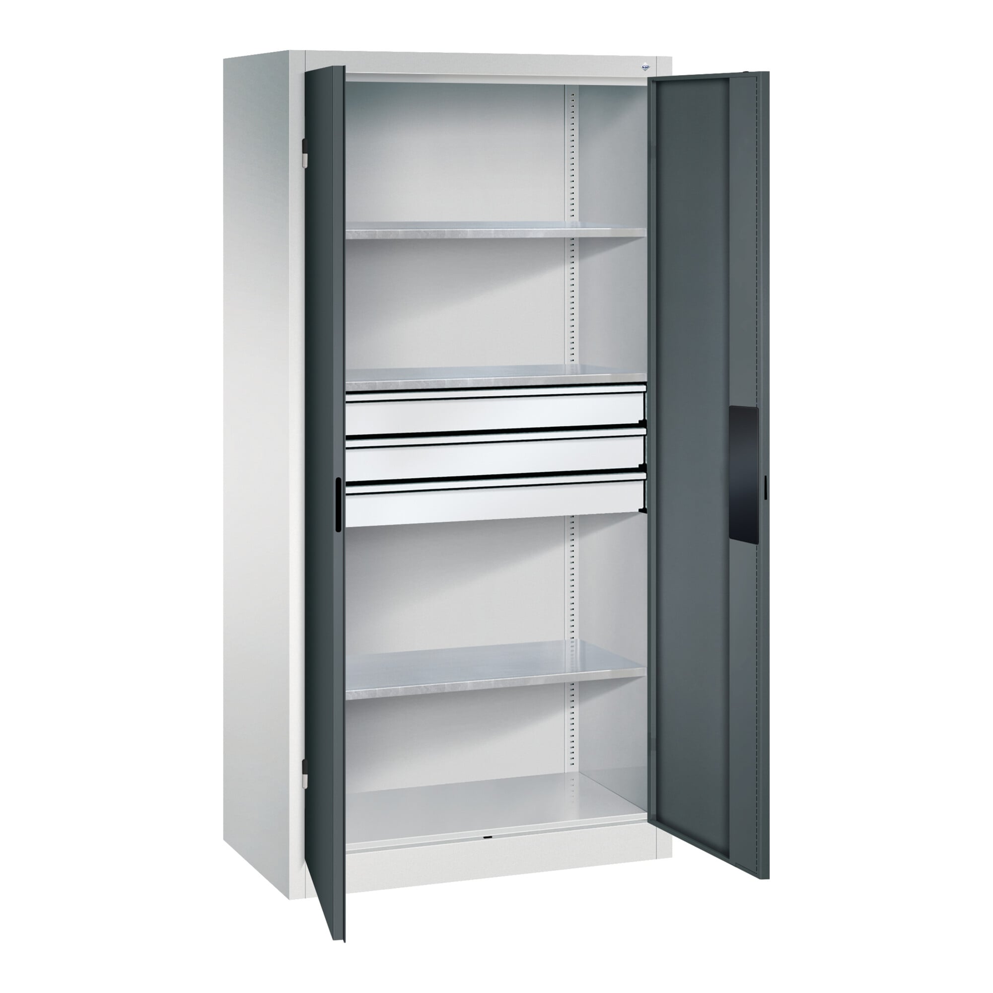 C+P Schwerlastschrank mit Schubladen Acurado, 1950x930x500mm, 7035/7016 ; C + P Möbelsysteme