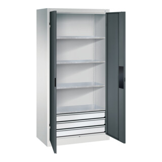 C+P Schwerlastschrank mit Schubladen Acurado, 1950x930x500mm, 7035/7016