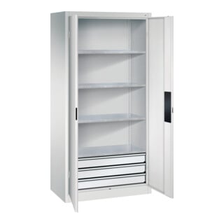 C+P Schwerlastschrank mit Schubladen Acurado, 1950x930x500mm, 7035/7035