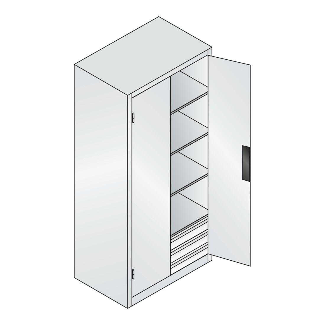 C+P Schwerlastschrank mit Schubladen Acurado, 1950x930x600mm, 7035/3003