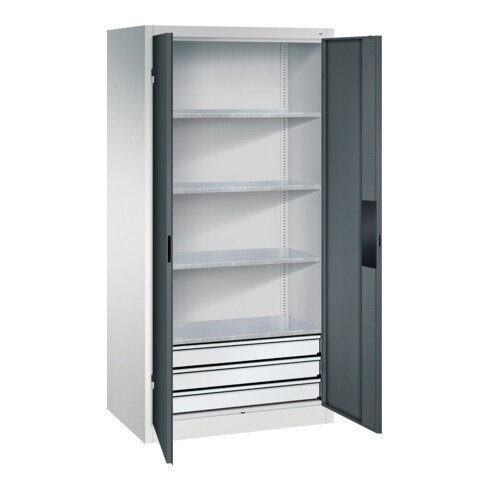 C+P Schwerlastschrank mit Schubladen Acurado, 1950x930x600mm, 7035/7016