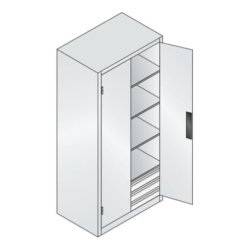 C+P Schwerlastschrank mit Schubladen Acurado, 1950x930x600mm, 7035/7016