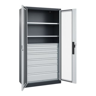 C+P Schwerlastschrank mit Schubladen Acurado Pro 1950 x 1000 x 500 mm 7016/7035