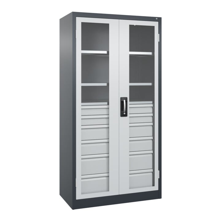 C+P Schwerlastschrank mit Schubladen Acurado Pro 1950 x 1000 x 500 mm 7016/7035