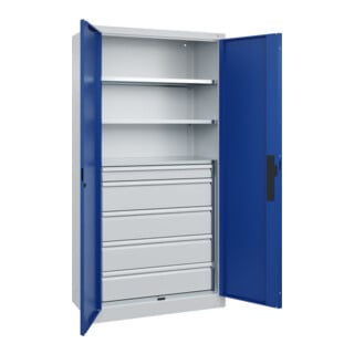 C+P Schwerlastschrank mit Schubladen Acurado Pro 1950 x 1000 x 500 mm 7035/5010
