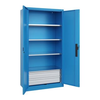 C+P Schwerlastschrank mit Schubladen Acurado Pro 1950 x 1000 x 500 mm blau