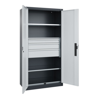 C+P Schwerlastschrank mit Schubladen Acurado Pro 1950 x 1000 x 500mm 7016/7035