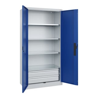 C+P Schwerlastschrank mit Schubladen Acurado Pro 1950 x 1000 x 500mm 7035/5010