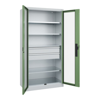 C+P Schwerlastschrank mit Schubladen Acurado Pro 1950 x 1000 x 500mm 7035/6011