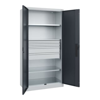 C+P Schwerlastschrank mit Schubladen Acurado Pro 1950 x 1000 x 500mm 7035/7016