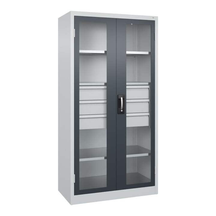 C+P Schwerlastschrank mit Schubladen Acurado Pro 1950 x 1000 x 500mm 7035/7016