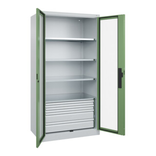 C+P Schwerlastschrank mit Schubladen Acurado Pro 1950 x 1000 x 600 mm 7035/6011