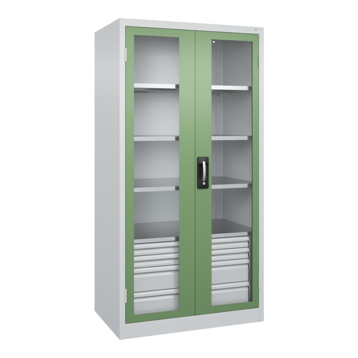 C+P Schwerlastschrank mit Schubladen Acurado Pro 1950 x 1000 x 600 mm 7035/6011