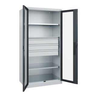C+P Schwerlastschrank mit Schubladen Acurado Pro 1950 x 1000 x 600 mm 7035/7016