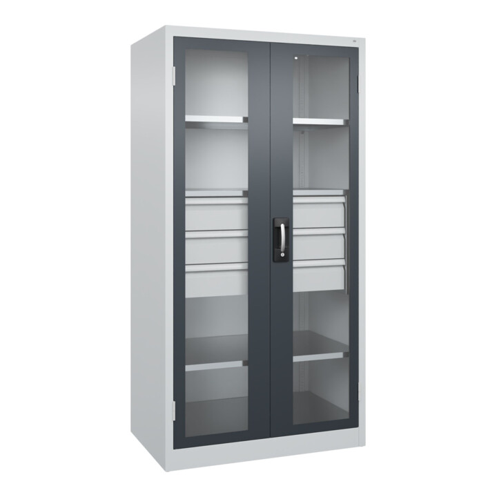 C+P Schwerlastschrank mit Schubladen Acurado Pro 1950 x 1000 x 600 mm 7035/7016