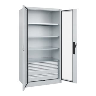 C+P Schwerlastschrank mit Schubladen Acurado Pro 1950 x 1000 x 600 mm RAL 7035