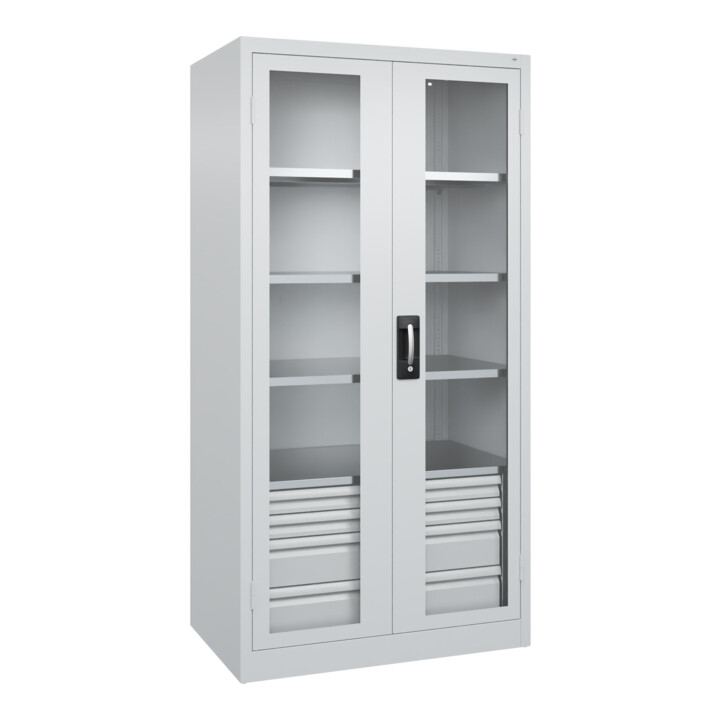 C+P Schwerlastschrank mit Schubladen Acurado Pro 1950 x 1000 x 600 mm RAL 7035