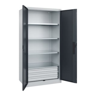 C+P Schwerlastschrank mit Schubladen Acurado Pro 1950 x 1000 x 600mm 7035/7016
