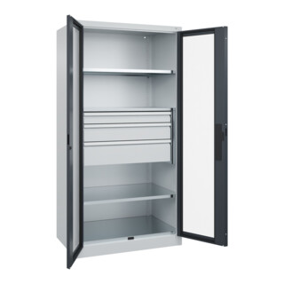 C+P Schwerlastschrank mit Schubladen Acurado Pro 1950 x 1000 x 600mm 7035/7016