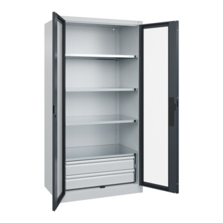 C+P Schwerlastschrank mit Schubladen Acurado Pro 1950 x 1000 x 600mm 7035/7016