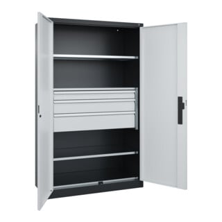 C+P Schwerlastschrank mit Schubladen Acurado Pro 1950 x 1200 x 500 mm 7021/7035