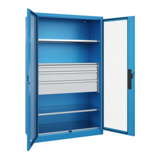 C+P Schwerlastschrank mit Schubladen Acurado Pro 1950 x 1200 x 500 mm blau