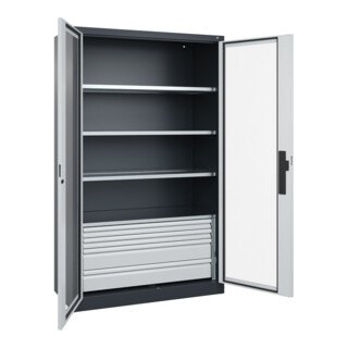 C+P Schwerlastschrank mit Schubladen Acurado Pro 1950 x 1200 x 500mm 7016/7035