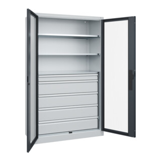 C+P Schwerlastschrank mit Schubladen Acurado Pro 1950 x 1200 x 500mm 7035/7016