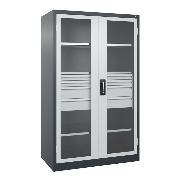 C+P Schwerlastschrank mit Schubladen Acurado Pro 1950 x 1200 x 600 mm 7016/7035