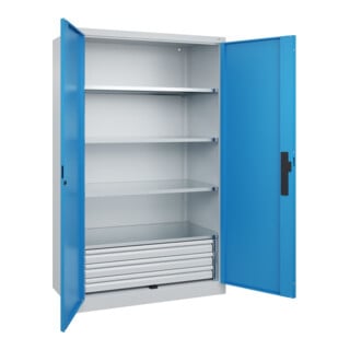 C+P Schwerlastschrank mit Schubladen Acurado Pro 1950 x 1200 x 600 mm 7035/5012