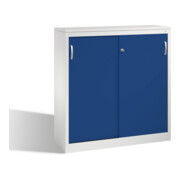 C+P Sideboard mit Schiebetüren Acurado, H1200xB1200xT400mm, Front Enzianblau, Korpus Lichtgrau