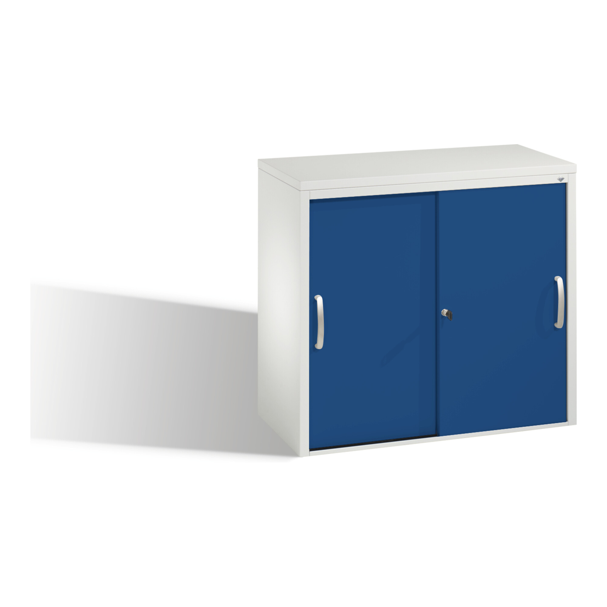 C+P Sideboard mit Schiebetüren Acurado, H720xB800xT400mm, Front Enzianblau, Korpus Lichtgrau ; C + P Möbelsysteme