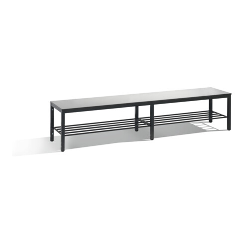 C+P Sitzbank, Basic Plus, H401xB1960xT353mm, Gestell Schwarzgrau / Dekor Silbergrau (8062-010)