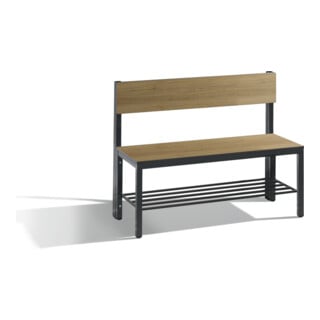 C+P Sitzbank mit Rückenlehne, Basic Plus, H796xB1000xT407mm, Gestell Schwarzgrau