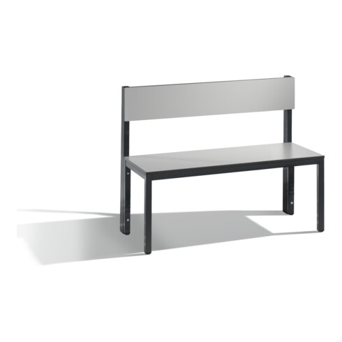 C+P Sitzbank mit Rückenlehne, Basic Plus, H796xB1000xT407mm, Gestell Schwarzgrau / Dekor Silbergrau (8060-300)