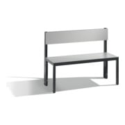 C+P Sitzbank mit Rückenlehne, Basic Plus, H796xB1000xT407mm, Gestell Schwarzgrau / Dekor Silbergrau (8060-300)