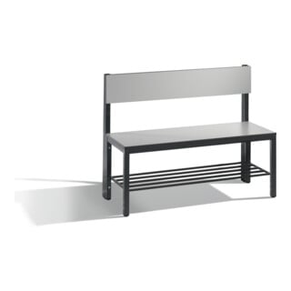 C+P Sitzbank mit Rückenlehne, Basic Plus, H796xB1000xT407mm, Gestell Schwarzgrau