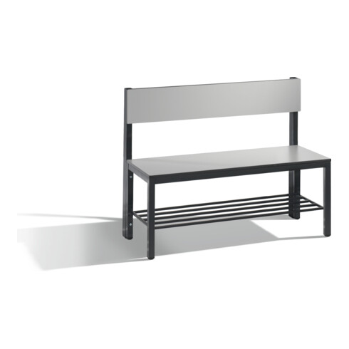 C+P Sitzbank mit Rückenlehne, Basic Plus, H796xB1000xT407mm, Gestell Schwarzgrau / Dekor Silbergrau (8060-310)